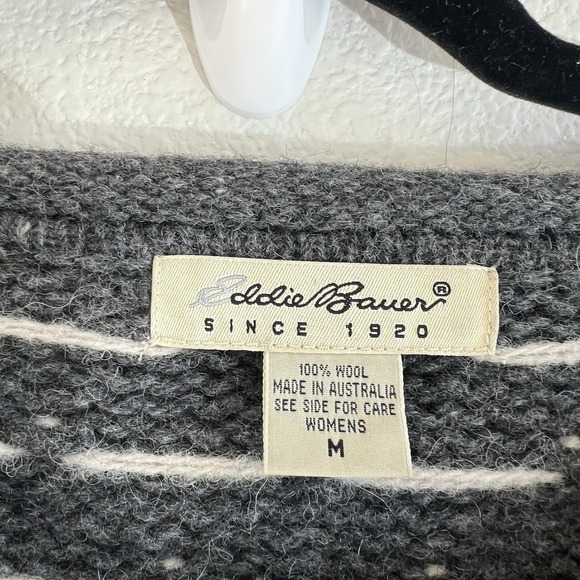 Vintage Eddie Bauer Wool Button Up Cardigan Sweater Fairisle Medium Icelandic - Picture 3 of 5